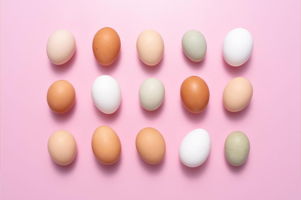 assortment of brown and white eggs