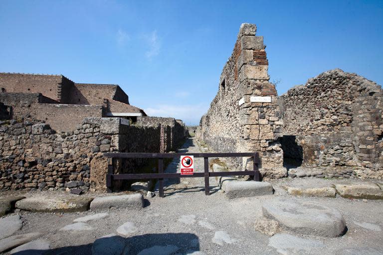 The Modesto way, where a custodian doing rounds last week discovered that "a part of a fresco in the House of Neptune had been removed" is pictured on March 18, 2014