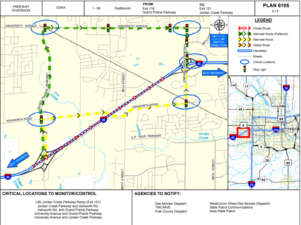 I-80 eastbound will close overnight on Dec. 11 and 12 for truss replacement.