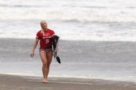 <p>ICHINOMIYA, JAPAN - JULY 26: Tatiana Weston-Webb of Team Brazil reacts after losing her Women's Round 3 heat on day three of the Tokyo 2020 Olympic Games at Tsurigasaki Surfing Beach on July 26, 2021 in Ichinomiya, Chiba, Japan. (Photo by Ryan Pierse/Getty Images)</p> 