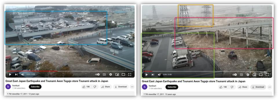 <span>Screenshots from YouTube taken April 3, 2024, with elements outlined by AFP</span>