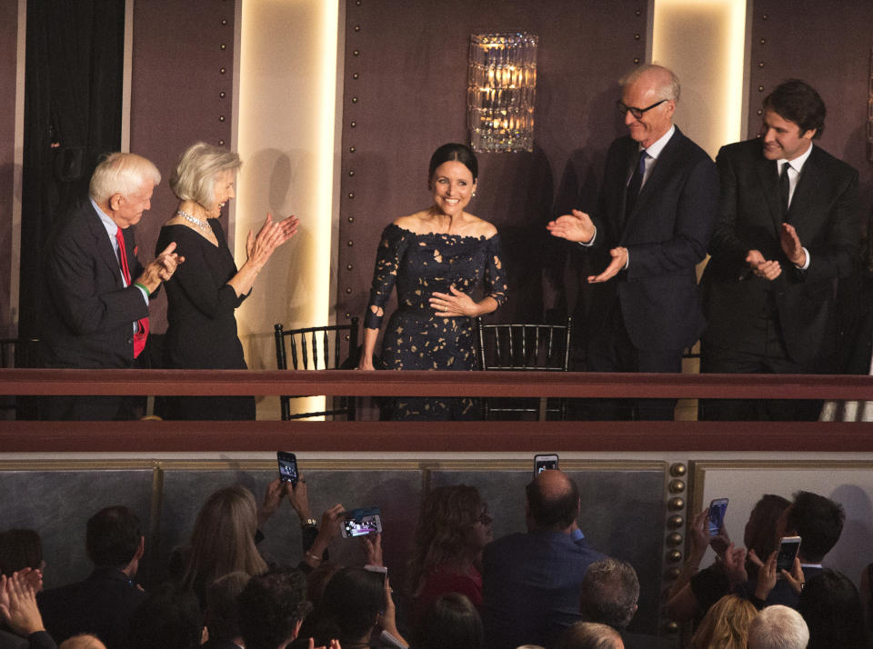 Julia Louis-Dreyfus is honored with the Mark Twain Prize for American Humor at the Kennedy Center for the Performing Arts on Sunday, Oct. 21, 2018, in Washington, D.C. (Photo by Owen Sweeney/Invision/AP)