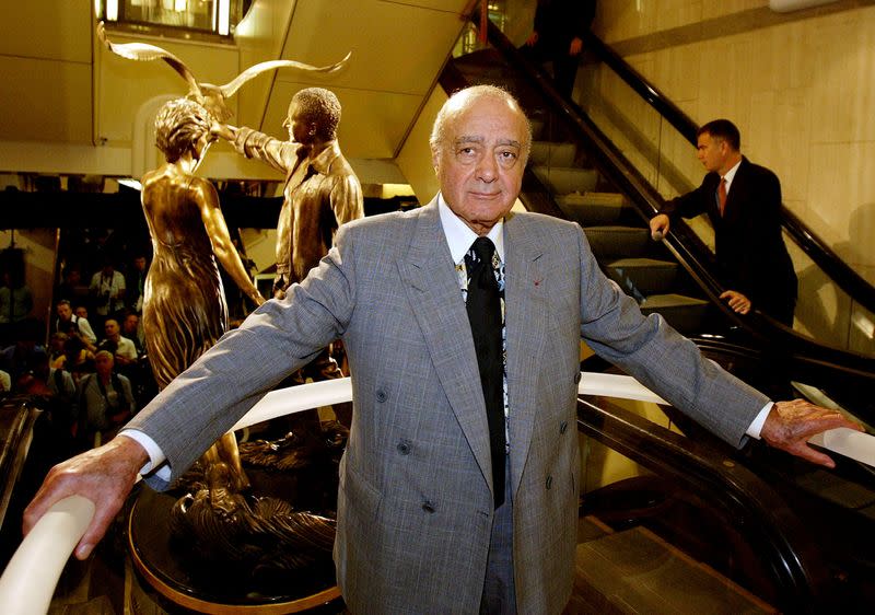 FILE PHOTO: Harrods chairman Mohamed Al Fayed unveils a memorial to his son Dodi and Britain's Diana Princess of ...