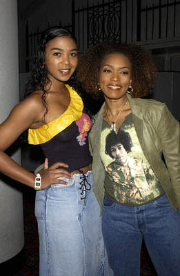 Ananda Lewis and Angela Bassett at the New York premiere of Columbia's Enough