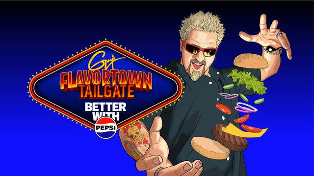 <p>Courtesy of Medium Rare</p> The official posted for Guy's Flavortown Tailgate Better with Pepsi 2023