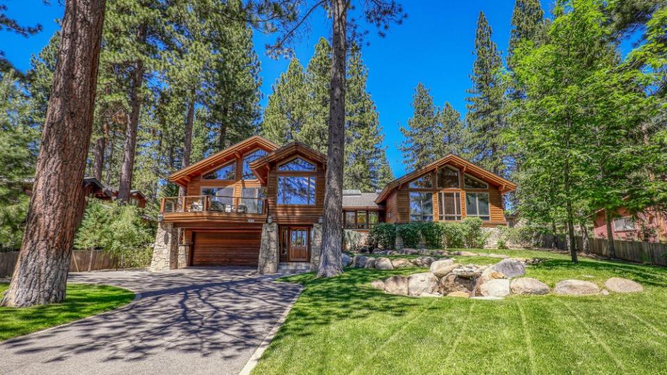 Properties like this Lake Tahoe cabin are exceptionally cozy during the holiday season.