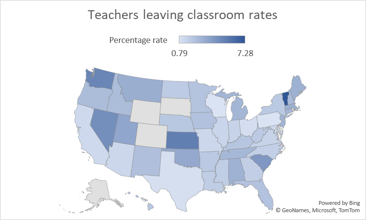 Data provided courtesy of the National Center for Education Statistics standards. Note: eight states lack data because they didn’t meet standards or lacked data.