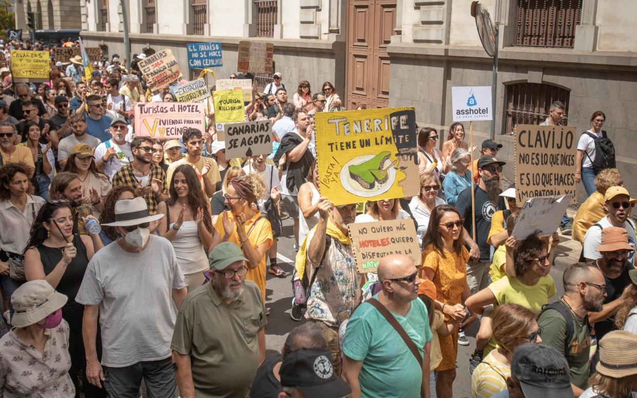 Protesters took the streets of Tenerife in April