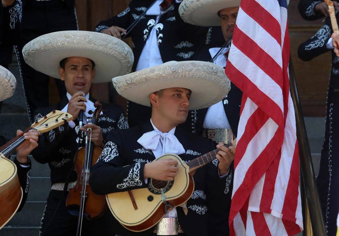 Mariachi Juvenil Colotlán performed at the Memorial Day ceremony at Courthouse Park in Madera on May 29, 2023.