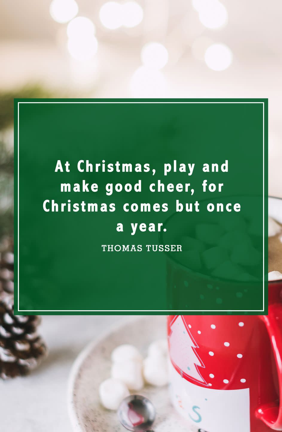 <p>“At Christmas, play and make good cheer, for Christmas comes but once a year.”</p>