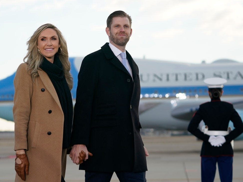 Eric and Lara Trump at Joint Base Andrews in Maryland on the day of Biden's inauguration.