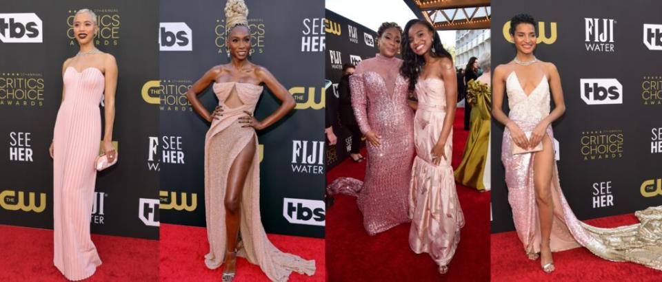 (l-r) Jasmin Savoy Brown, Angelica Ross, Aunjanue Ellis and Saniyya Sydney, Indya Moore<br>Photos: Getty Images