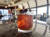 <p>Again, Meridian was the spot to be when we craved a <a href="https://www.delish.com/entertaining/g37253541/best-bourbon-brands/" rel="nofollow noopener" target="_blank" data-ylk="slk:bourbon" class="link ">bourbon</a>-based drink. The bartenders whipped up a smooth old fashioned with our choice of bourbon, plus their choice of bitters. The drink was garnished with a citrus peel and three Luxardo cherries. The bartender also put bourbon smoked sugar on top of the cherries to bring out more caramel notes.</p>