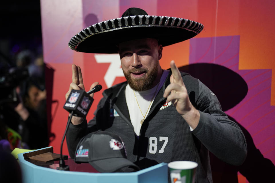 Kansas City Chiefs tight end Travis Kelce is back in another Super Bowl. (AP Photo/David J. Philip)