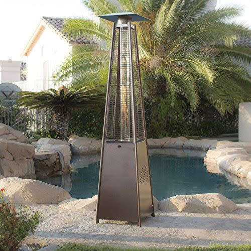 3) BELLEZE 014-HG-PH42-BRO Outdoor Patio Heater Pyramid w/Dancing Flame with Wheel, CSA C, Hammered Bronze