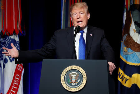 U.S. President Donald Trump speaks during the Missile Defense Review announcement at the Pentagon in Arlington, Virginia, U.S., January 17, 2019. REUTERS/Kevin Lamarque