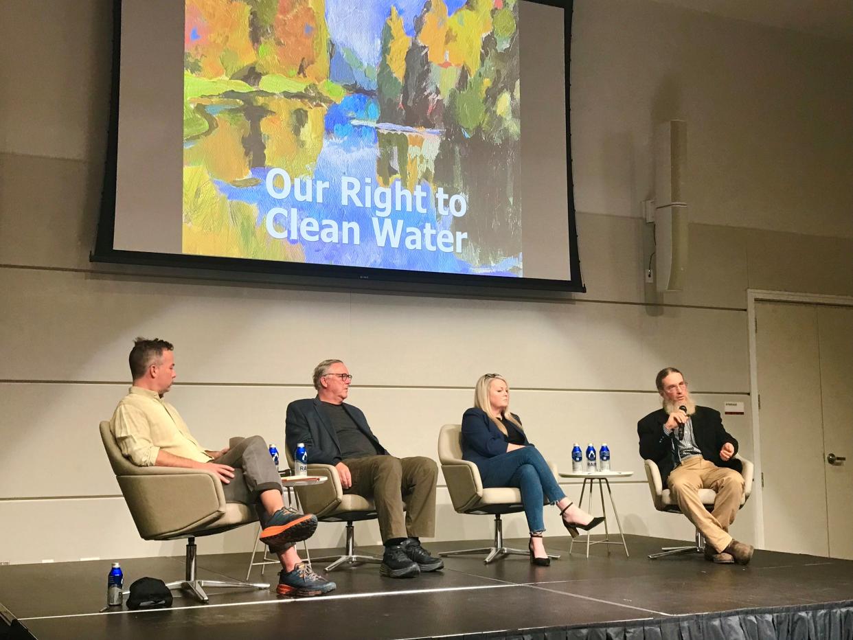 At a "Clean Water Now" event Friday in Springfield, a panel included, from left, Tim Gibbons, Chris Jones, Jess Piper and Curtis Millsap.