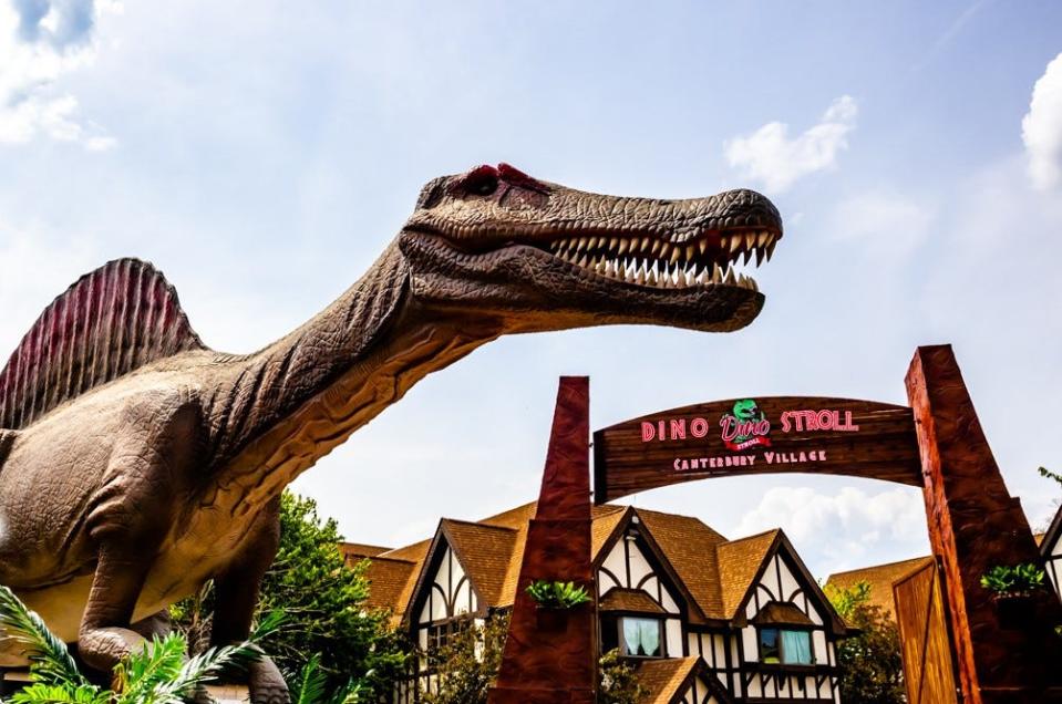 Dino and Dragon Stroll at Canterbury Village in Lake Orion, Michigan.