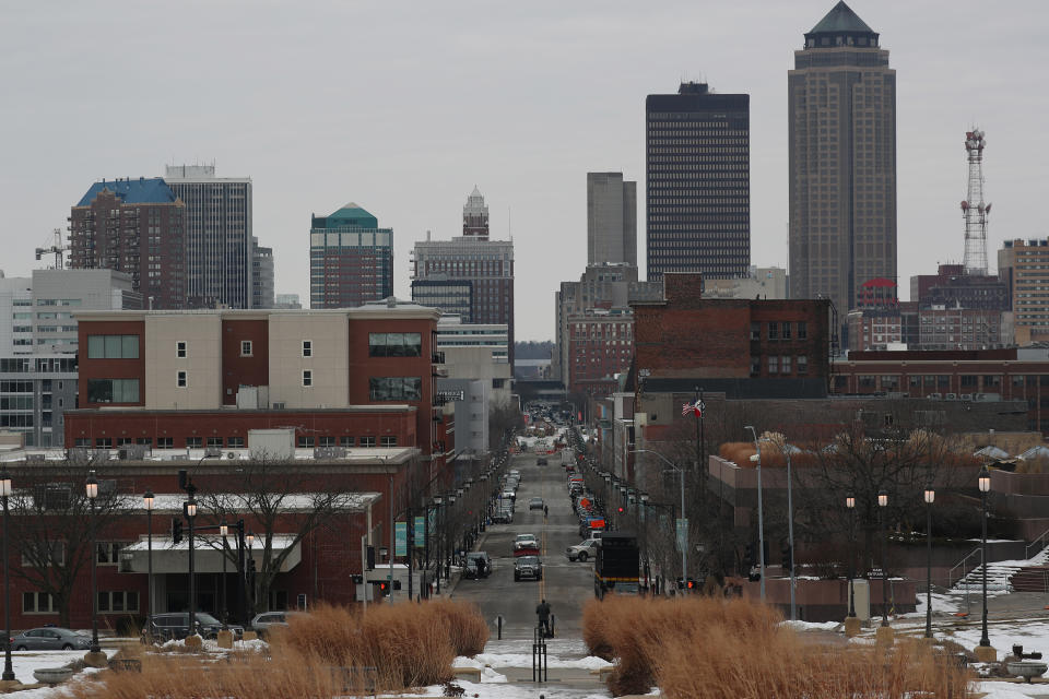  The skyline of the Capitol city is seen as people prepare to head to their caucuses on February 03, 2020 in Des Moines, Iowa. Iowa holds its first in the nation caucuses this evening. (Photo by Joe Raedle/Getty Images)