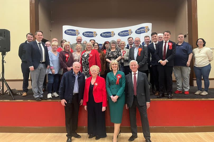 Joy Allen with Labour members after the result