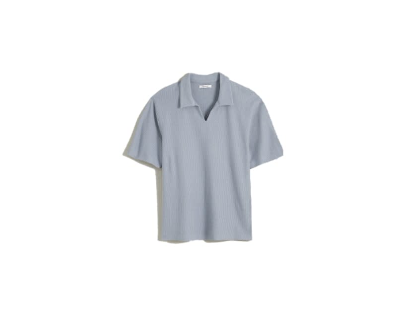 Johnny-Collar Knit Polo Shirt Still Dawn