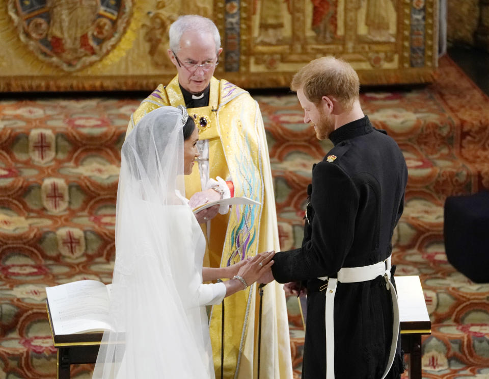 Meghan chose to omit the word ‘obey’ from her vows [Photo: Getty]