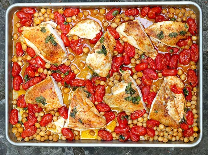 Smoky Roasted Chicken Breasts with Tomatoes and Chickpeas