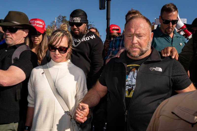 Alex Jones filed for personal bankruptcy protection in December, followed by his Infowars company in July. File Photo by Ken Cedeno/UPI