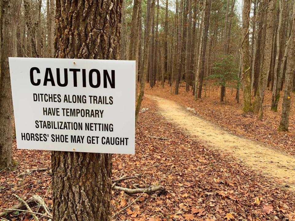 The trails at Sandy Pines Preserve were built with special drainage to try to keep them from becoming muddy with repeated use by horses.