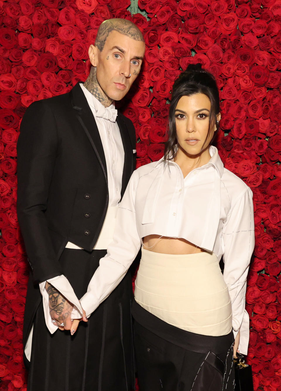 NEW YORK, NEW YORK - MAY 02: (Exclusive Coverage) Travis Barker and Kourtney Kardashian arrive at The 2022 Met Gala Celebrating "In America: An Anthology of Fashion" at The Metropolitan Museum of Art on May 02, 2022 in New York City. (Photo by Cindy Ord/MG22/Getty Images for The Met Museum/Vogue )