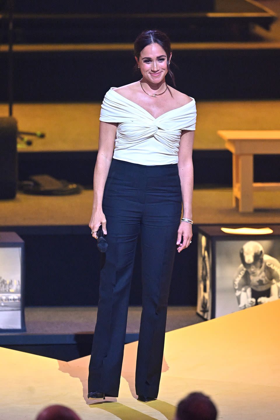 the hague, netherlands   april 16 meghan, duchess of sussex during the invictus games 2020 opening ceremony at zuiderpark on april 16, 2022 in the hague, netherlands photo by samir husseinwireimage