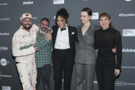 From left to right, cast members Dave Merheje, Parvesh Cheena, Brittany O'Grady, actor and producer Daisy Ridley and Bree Elrod pose at the "Sometimes I Think About Dying," premiere during the 2023 Sundance Film Festival, Thursday, Jan. 19, 2023, in Park City, Utah. (Photo by Danny Moloshok/Invision/AP)