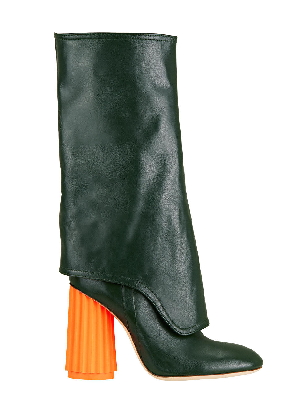 AGL’s foldover boot with a Greek-column-inspired stacked heel.