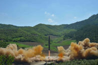 <p>The intercontinental ballistic missile Hwasong-14 is seen during its test launch in this undated photo released by North Korea’s Korean Central News Agency (KCNA) in Pyongyang, July, 4 2017. (Photo: KCNA/via Reuters) </p>