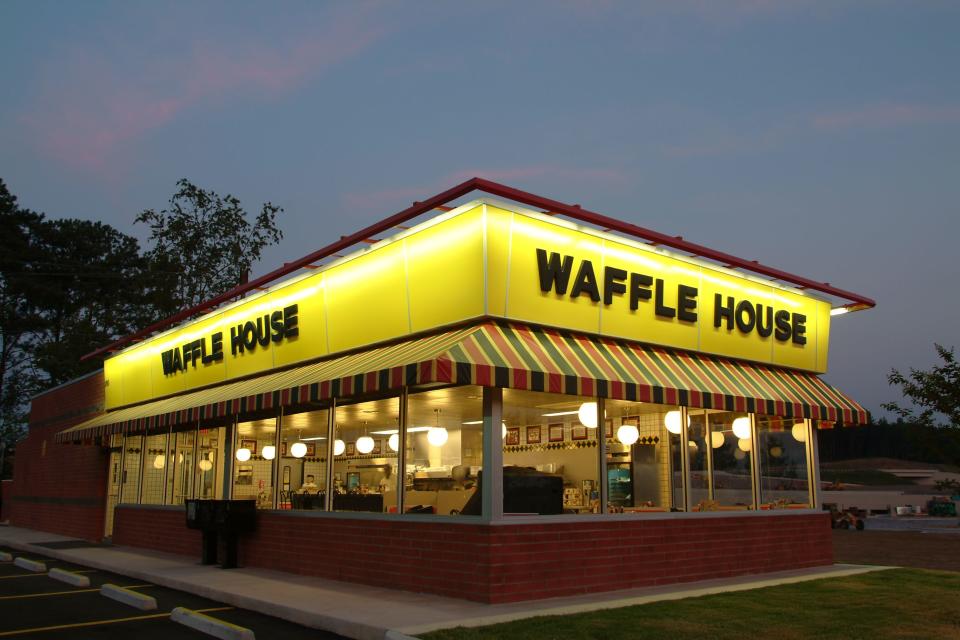 A Waffle House store front.
