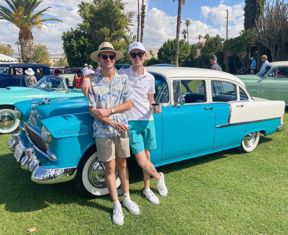Russell Harmon and Basil LaRoche show off their 1955 Chevrolet at the Great Autos Car Club’s annual Casual Concours Charity Car Show.