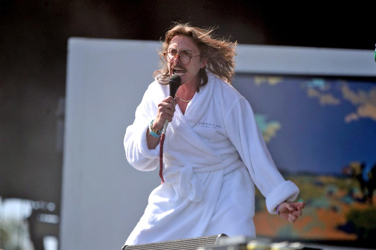 Marc Rebillet performs on the Coachella Stage on Saturday during the Coachella Valley Music and Arts Festival in Indio.