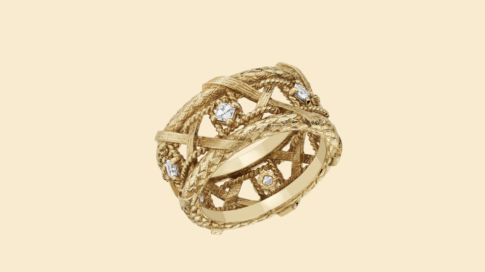 Blue Nile jewelry: Basket weave diamond eternity ring