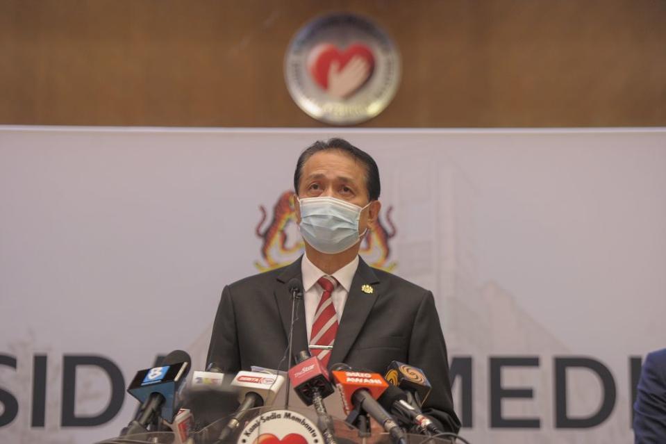 Health Director-General Tan Sri Dr Noor Hisham Abdullah speaks during a press conference in Putrajaya on November 4, 2020. — Picture by Shafwan Zaidon