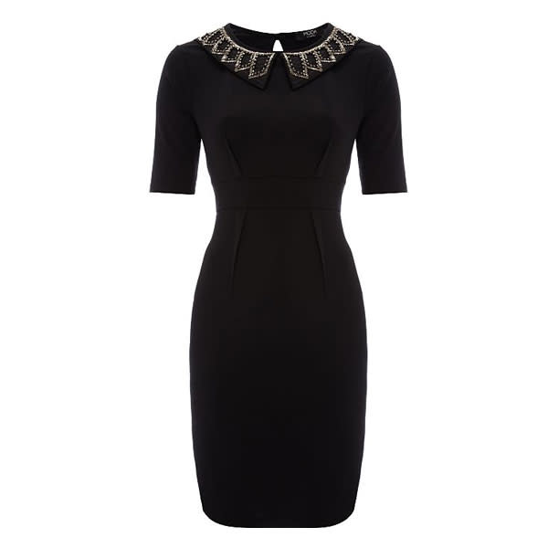 <b>Top 50 Christmas party dresses:</b> Black jewel detail dress, £20 <a href="http://direct.asda.com/george/womens/dresses/moda-embellished-collar-ponte-dress/G004047488,default,pd.html" rel="nofollow noopener" target="_blank" data-ylk="slk:George at Asda;elm:context_link;itc:0;sec:content-canvas" class="link ">George at Asda</a>