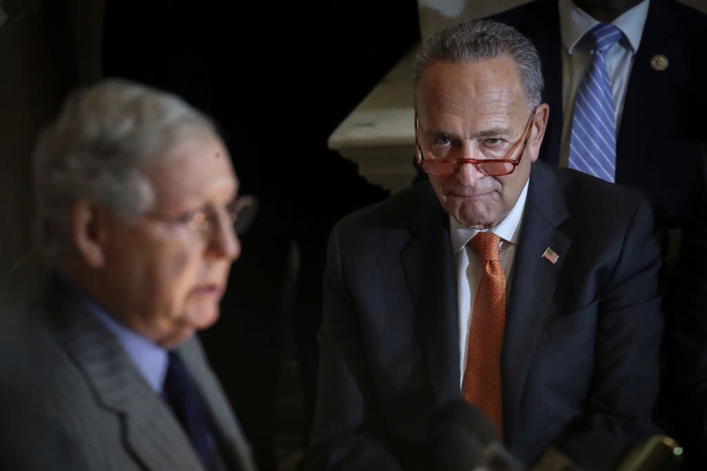 Senate Majority Leader Mitch McConnell, left and Minority Leader Chuck Schumer have been deeply at odds over a Covid relief package. (Getty Images)