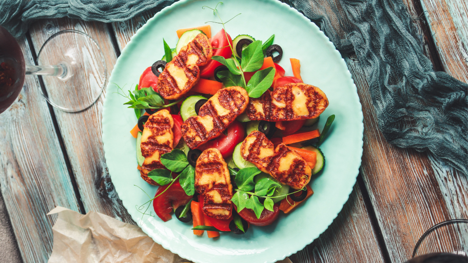 Image of BBQ halloumi and salad