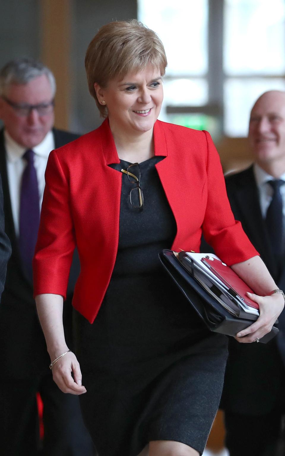 First Minister of Scotland Nicola Sturgeon arrives at the Scottish Parliament ahead of a debate on potential independence referendum - Credit: Jane Barlow/PA