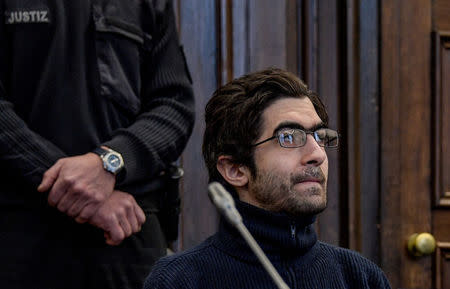 Palestinian asylum seeker and radicalised Islamist Ahmad A., who killed one person and injured six others in a knife attack in a Hamburg supermarket in July, waits for his sentence in Hamburg, Germany, March 1, 2018. REUTERS/Axel Heimken/Pool