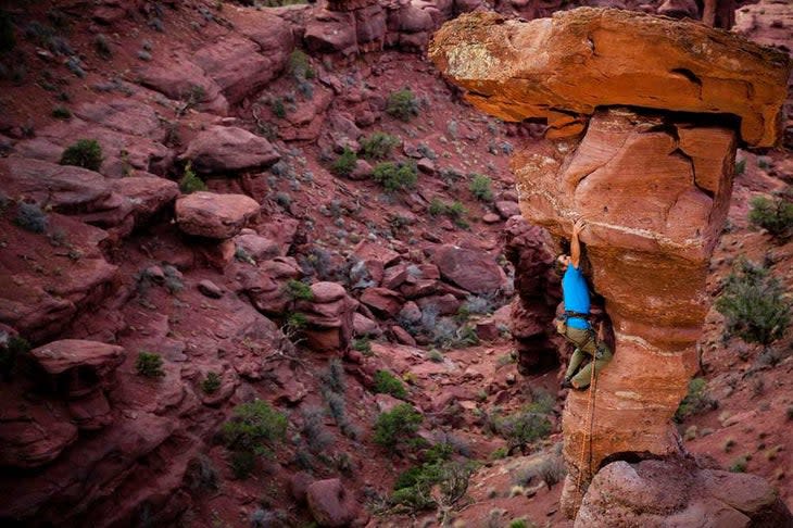 Sam Feuerborn climbing the Cobra--while he could.