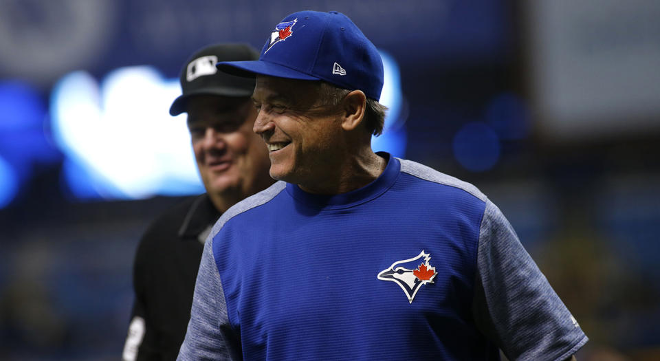 John Gibbons likes to have fun with the media in loose Saturday morning pre-game meetings. (Brian Blanco/Getty Images)