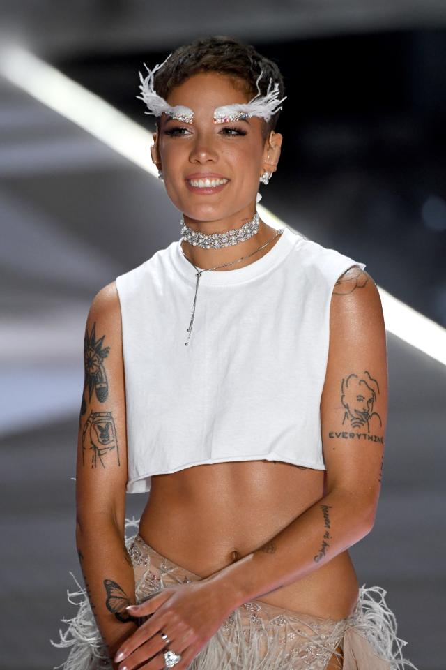 Halsey Wore White Feather Eyebrows on the Victoria's Secret