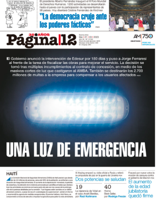 Portada del día Página 12 Martes, 21 de abril de 2023.. Página 12