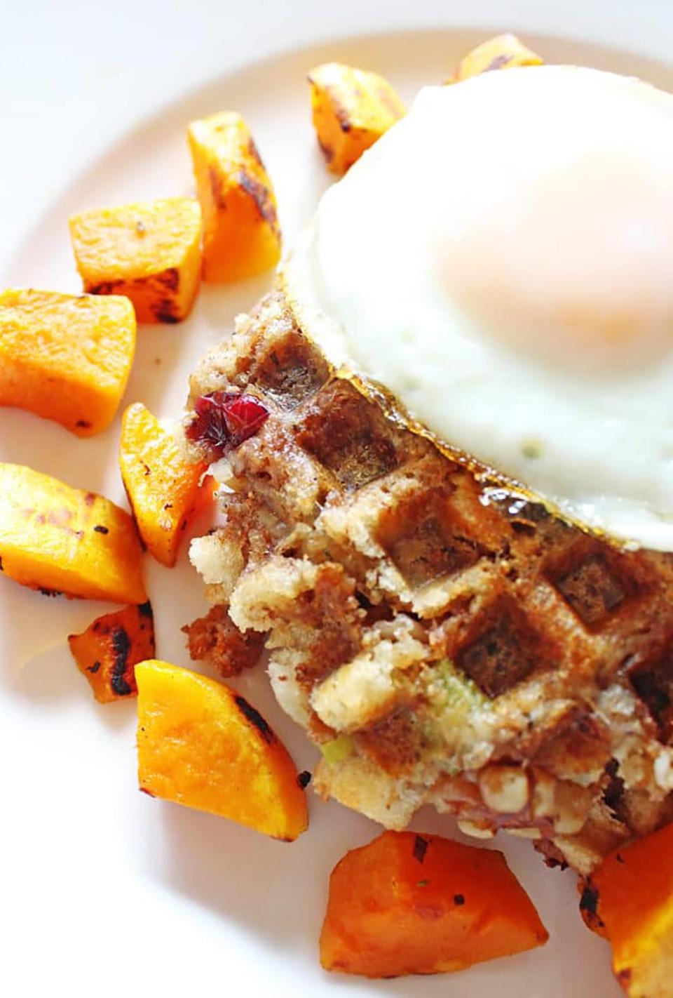 <p>Waffles made from stuffing might sound a little strange, but trust us: This recipe is oh-so delicious. </p><p><strong>Get the recipe at <a href="http://www.ifyougiveablondeakitchen.com/2016/11/02/leftover-thanksgiving-stuffing-waffles/" rel="nofollow noopener" target="_blank" data-ylk="slk:If You Give A Blonde A Kitchen;elm:context_link;itc:0;sec:content-canvas" class="link ">If You Give A Blonde A Kitchen</a>. </strong></p>