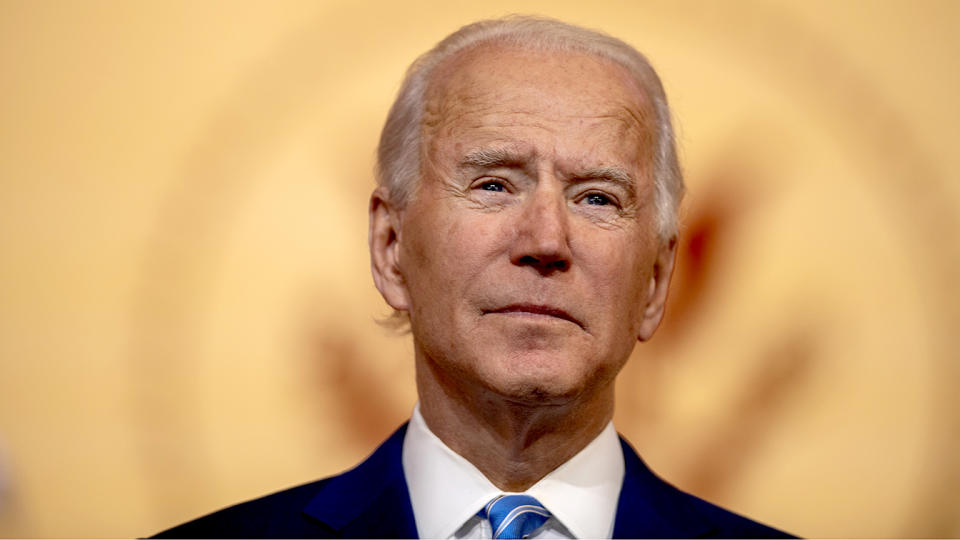 President-elect Joe Biden delivers a Thanksgiving address on Wednesday. (Mark Makela/Getty Images)